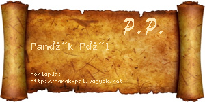 Panák Pál névjegykártya